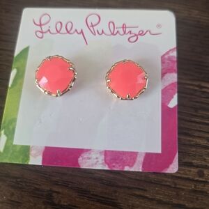Lilly Pulitzer Pink and Gold Stud Earrings